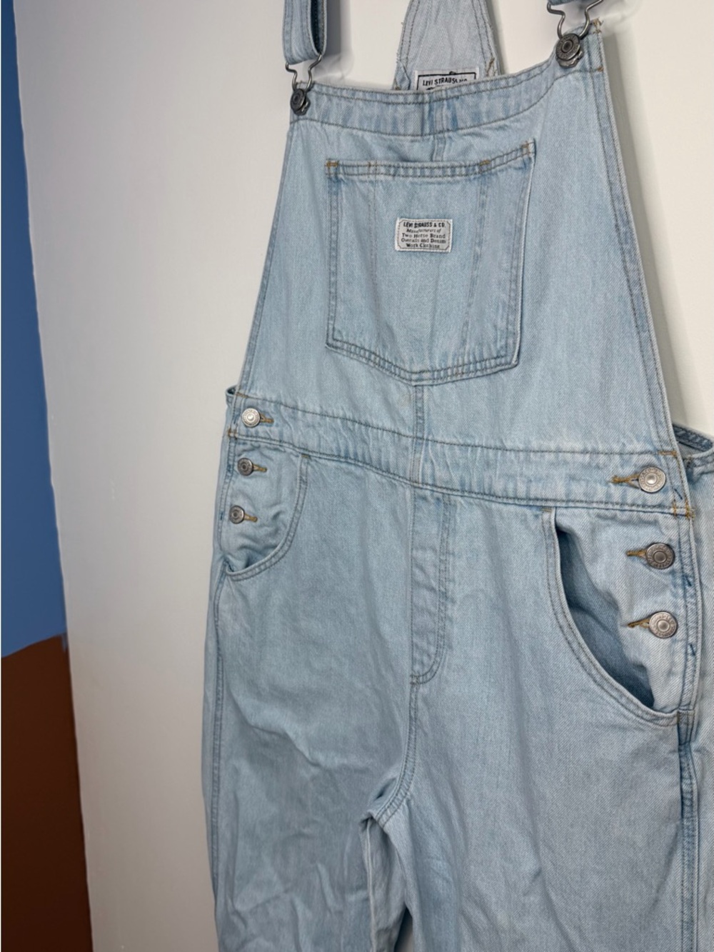 Levi’s Vintage Overalls Light Wash Straight Leg Workwear Size Large - Picture 8 of 10